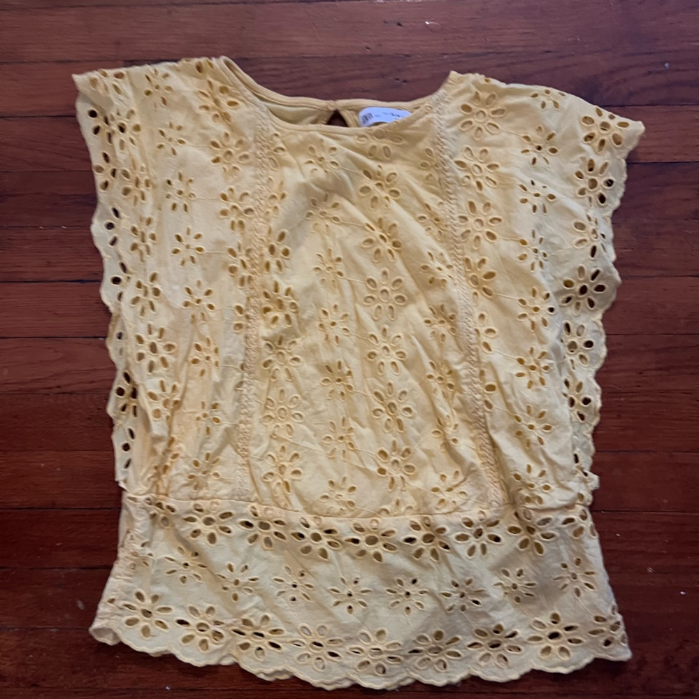 ZARA KIDS YELLOW EYELET TOP